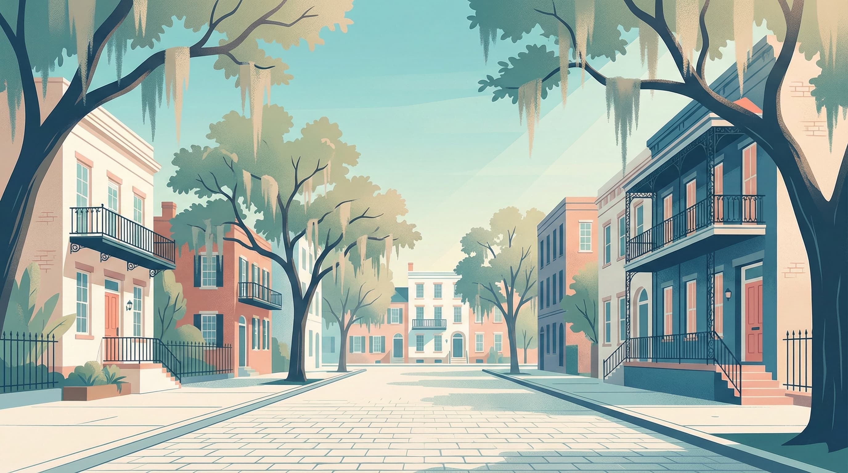 Beautiful Historic District in Savannah, Georgia