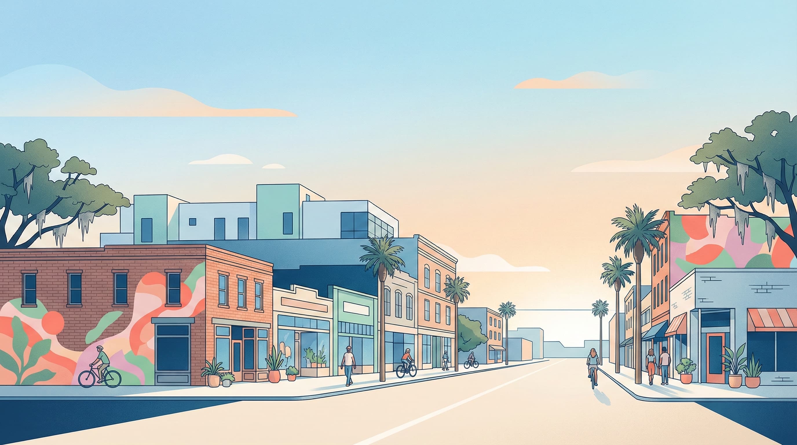 Beautiful Savannah street with Spanish moss