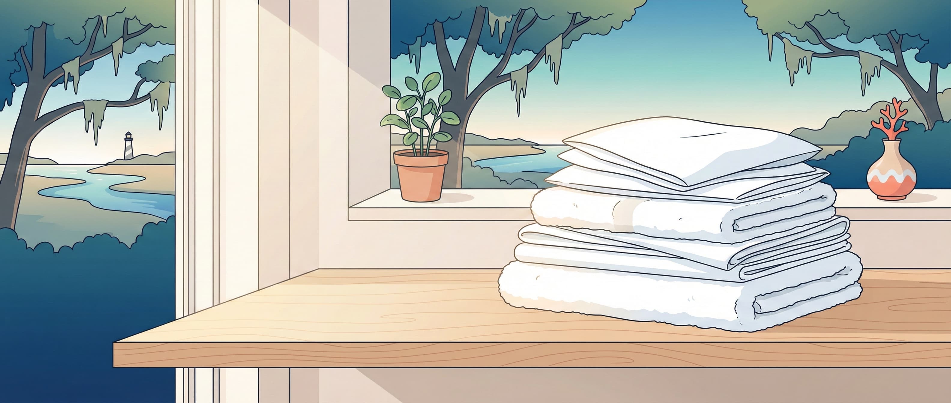 Fresh clean blankets and comforters