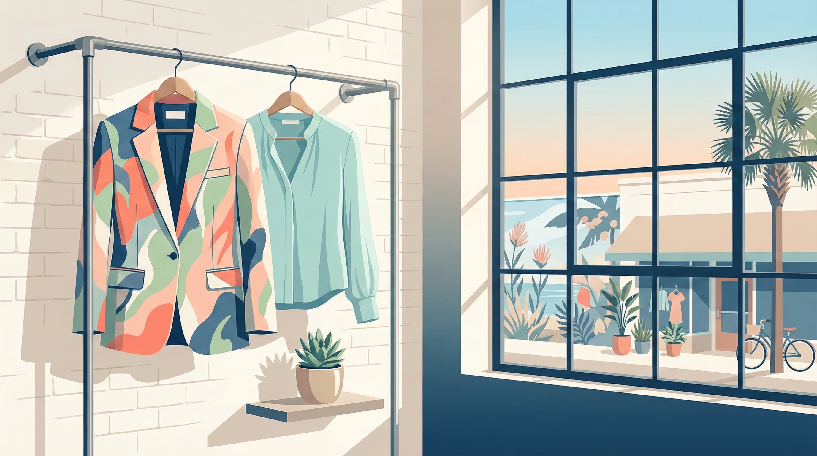 Professional dry cleaning - freshly cleaned clothes on a rack