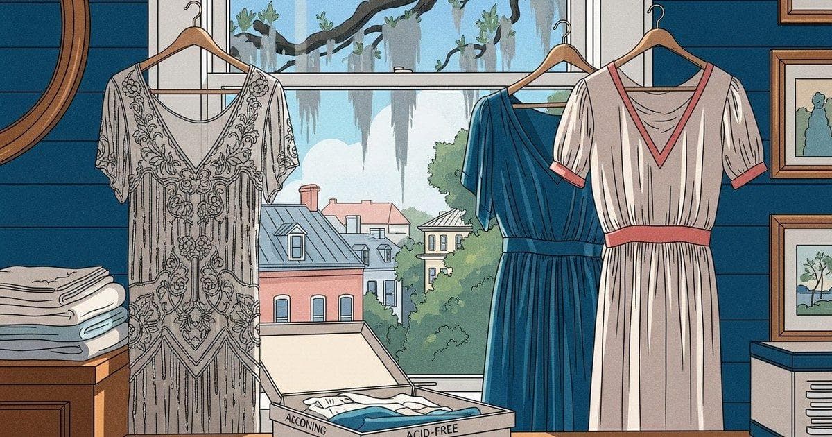 Illustrated vintage clothing and antique textile care in Savannah, Georgia